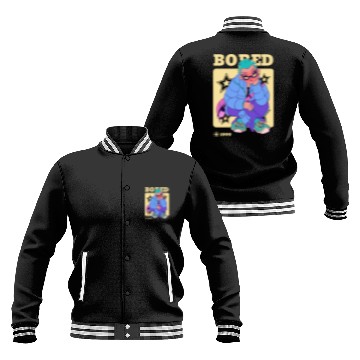 Discover Black Cream Blue Y2K Anime Illustrated Bored Baseball Jackets