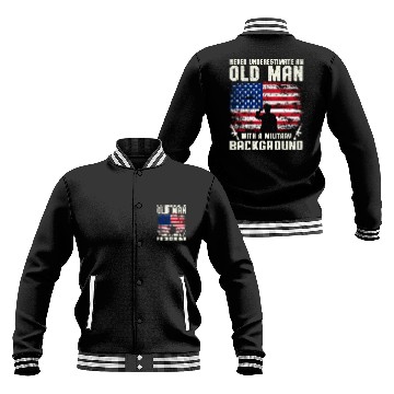 Discover Never Underestimate An Old Man US Army Veteran Baseball Jackets