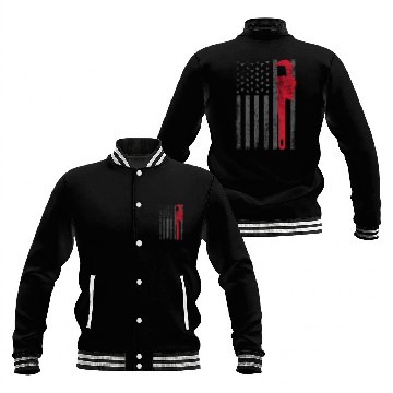 Discover American Flag Plumber Plumbing Worker Baseball Jackets