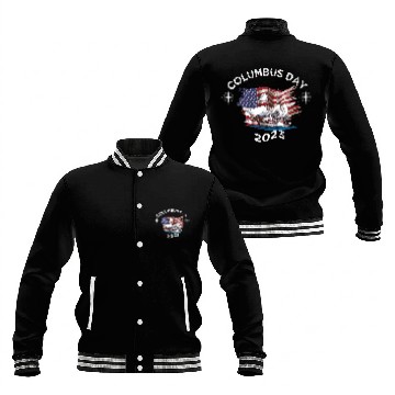 Discover Exploring Columbus Day Compasses USA Flags Baseball Jackets