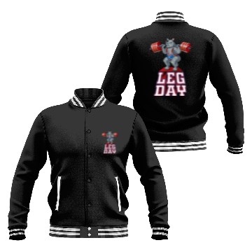 Discover Leg Day Rhino Weight Lifting Squat Gym Baseball Jackets