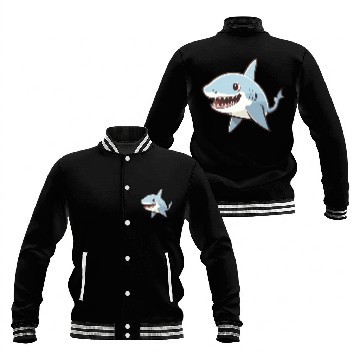 Discover Kawaii Shark - Serene Seascapes Baseball Jackets