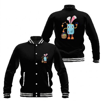 Discover Easter Bunny Robot Eggs Hunting Basket Rabbit Baseball Jackets