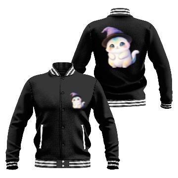 Discover Cute Watercolor Witch Cat Baseball Jackets