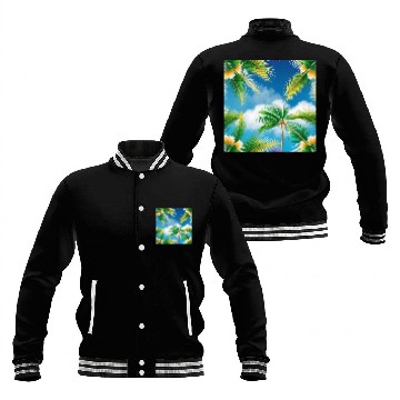 Discover Tropical Whispering Palm Trees Baseball Jackets