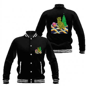 Discover Cat Christmas Light Baseball Jackets Funny Cat Lover