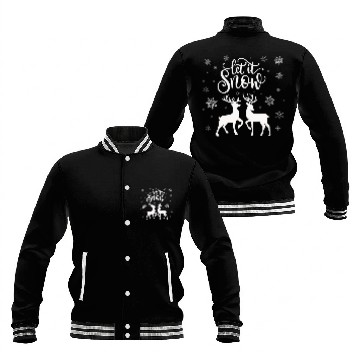 Discover Let It Snow With Deer And Snowflakes Baseball Jackets