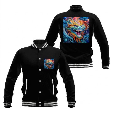 Discover dragon pattern circle pentel color 7 Baseball Jackets