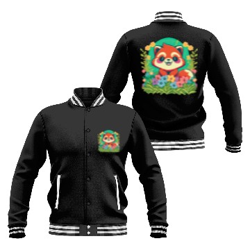 Discover A Rosy Cheeked Red Panda s Colorful Garden Baseball Jackets