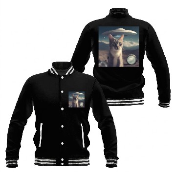 Discover Cat Ufo Alien Area 51 space shuttle Baseball Jackets