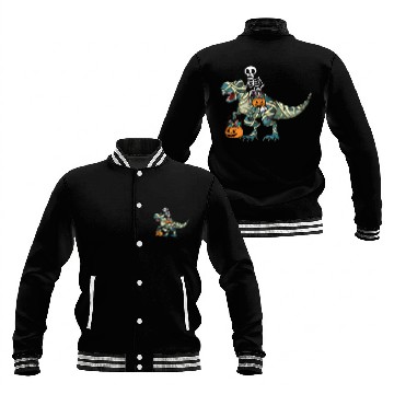 Discover Skeleton Dinosaur Pumpkin Cool Creepy Halloween Baseball Jackets