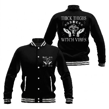 Discover Thick Thighs Witch Vibes Spooky Witchy Halloween Baseball Jackets