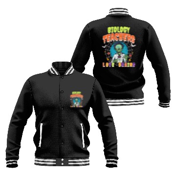Discover Halloween Biology Teachers Love Brains Baseball Jackets