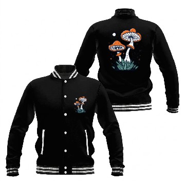 Discover mushroom with Vintage Frog in Fall Woods Baseball Jackets