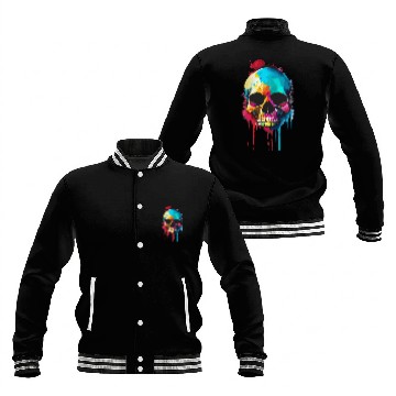 Discover Psychedelic skull meltdown Baseball Jackets