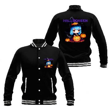 Discover Hallo Light Blue Witch Baseball Jackets