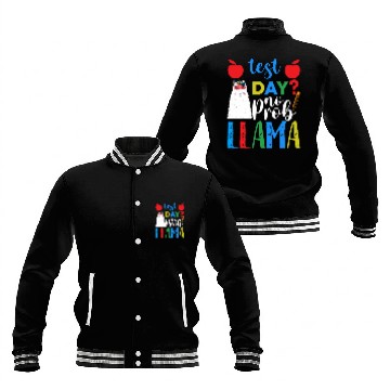 Discover Test Day No Prob-llama Llama Teacher Testing Day Baseball Jackets