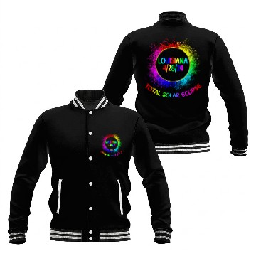 Discover Total Solar Eclipse Louisiana 4/28/24 Kids Eclipse Baseball Jackets