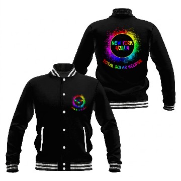 Discover Total Solar Eclipse New York 4/28/24 Kids Eclipse Baseball Jackets
