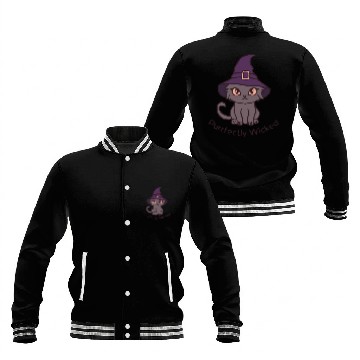 Discover Wicked Cat Witch Funny Halloween Witch Baseball Jackets