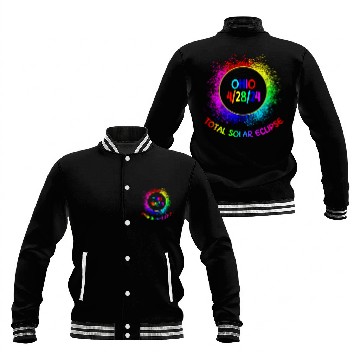 Discover Total Solar Eclipse Ohio 4/28/24 Kids Eclipse Baseball Jackets
