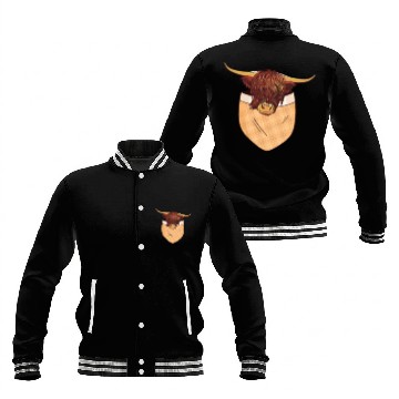 Discover Scottish Highland Cow Pocket Design Baseball Jackets