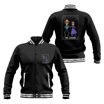 Discover The Lovers Tarot Card Got Skeleton Skull Halloween Baseball Jackets