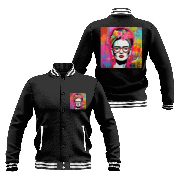 Discover Frida Kahlo style urban art colorfull graffiti Baseball Jackets