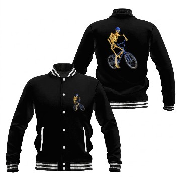 Discover The Grim Reaper doing freestyle biking Baseball Jackets