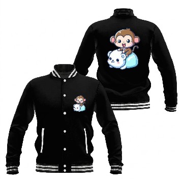 Discover Polar Bear Cute Monkey Companion Baseball Jackets