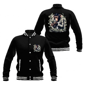 Discover Enterprising monkey - money-counting Baseball Jackets