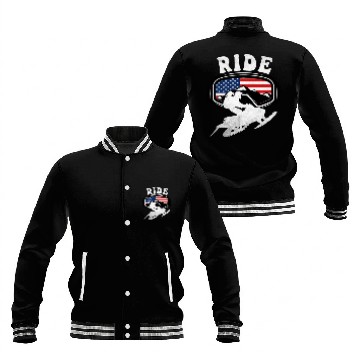 Discover Snowmobile RIDE Snowmobiling Winter Baseball Jackets