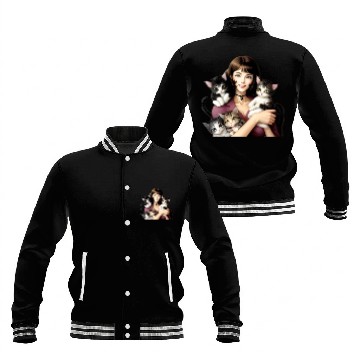Discover Pretty Cat Lady with Cute Kittens Baseball Jackets