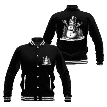 Discover Snowman / Winter / Snowflake / White / Frosti Baseball Jackets