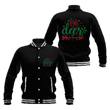 Discover Merry Xmas Oh Deer Christmas Baseball Jackets