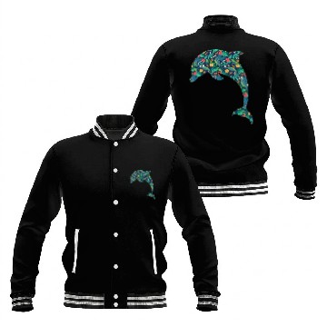 Discover Dolphin Tropical Flower Floral Baseball Jackets