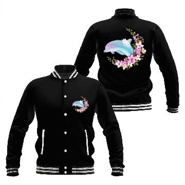Discover Dolphin Flower Floral Baseball Jackets