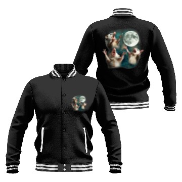 Discover Three Possum Moon 3 Opossum Funny Weird Cursed Mem Baseball Jackets