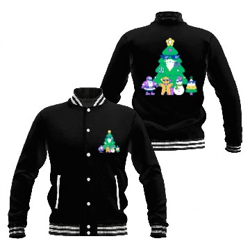 Discover Santa snowman tree funny Christmas day Baseball Jackets