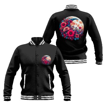 Discover Floral Moon - Crescent Moon Wildflower Botanical Baseball Jackets