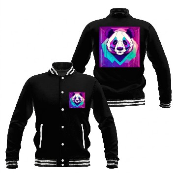 Discover Synthwave Neon Geo Panda Baseball Jackets