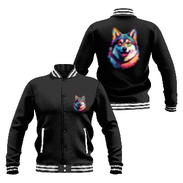 Discover Watercolor Colorful Akita Baseball Jackets
