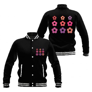 Discover Large and small pink multi-colored flowers Baseball Jackets
