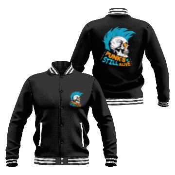 Discover Punk's still alive - gift skull punk rock man teen Baseball Jackets