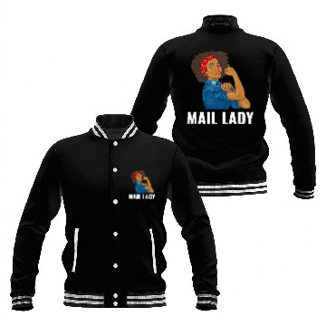 Discover African American Postal Worker Mail Lady Funny Baseball Jackets