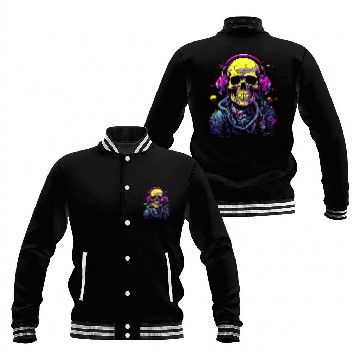 Discover Skull DJ Astronaut Space Sci-Fi Planet Galaxy Baseball Jackets