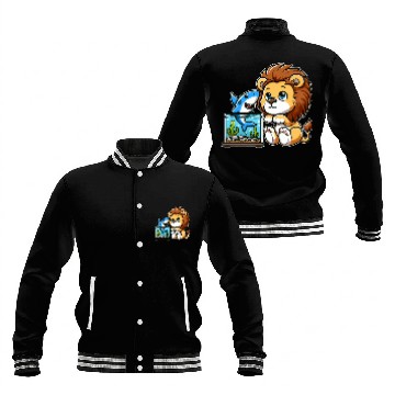 Discover Lion in Aquarium: Fish & Shark Baseball Jackets