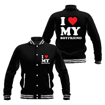 Discover I love my Boyfriend Baseball Jackets