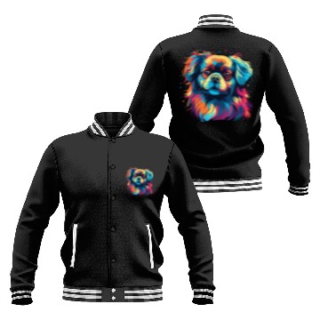 Discover Watercolor Colorful Tibetan Spaniel Baseball Jackets