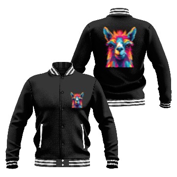 Discover Watercolor Colorful Llama Colorful Animals Baseball Jackets